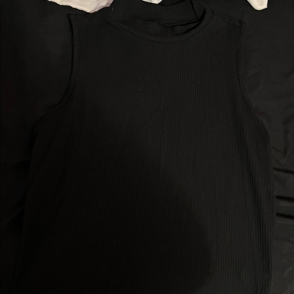 Black Sleeveless Ribbed Top
